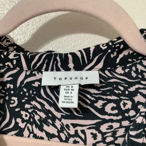Topshop Funky Cheetah Zebra Animal Print Maximalist Button Up Blouse Size 4 - Picture 11 of 15